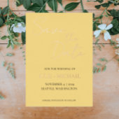 Butter Yellow Simple Wedding Sla de datum op Folie Uitnodiging