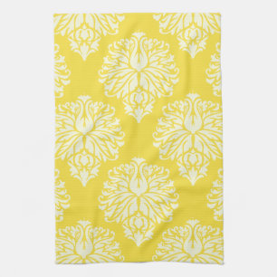 Butter Yellow Southern Cottage Damask Theedoek