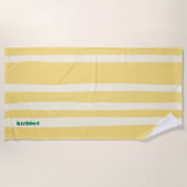 Butter Yellow Striped Chic Personalized Summer Strandlaken (Voorkant)