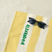 Butter Yellow Striped Chic Personalized Summer Strandlaken (In situ)