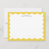 Butter Yellow Wavy Frame Note Card Kaart (Voorkant)