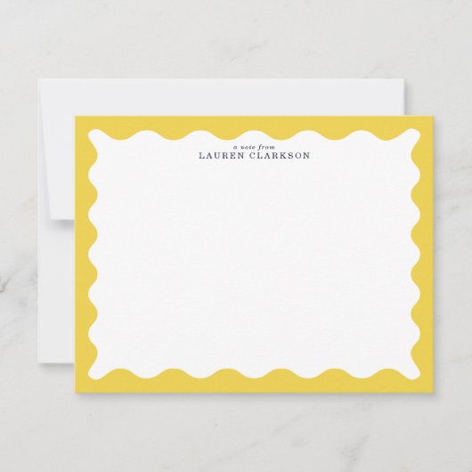 Butter Yellow Wavy Frame Note Card Kaart (Voorkant)
