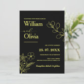 Butter Yellow Wildflower Wedding Kaart (Staand voorkant)