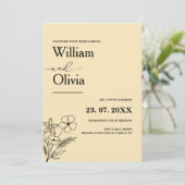 Butter Yellow Wildflower Wedding Kaart (Staand voorkant)