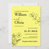 Butter Yellow Wildflower Wedding Kaart (Voorkant)