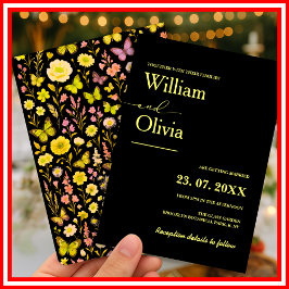 Butter Yellow Wildflower Wedding Kaart