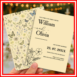 Butter Yellow Wildflower Wedding Kaart