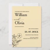 Butter Yellow Wildflower Wedding Kaart (Voorkant)