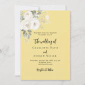 Buttercream geel witte rozen bruiloft kaart (Voorkant)