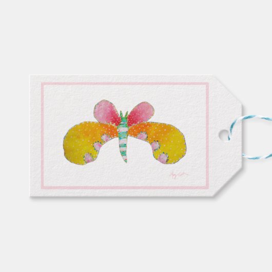 Buttercup Butterfly Gift Label Cadeaulabel (Voorkant (Horizontaal))
