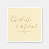 Buttercup Geel en Goud Script bruiloft Servet (Voorkant)