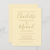 Buttercup Geel en Goud Script bruiloft Uitnodiging Briefkaart (Voorkant / Achterkant)