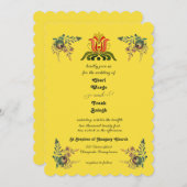 Buttercup Gold Hungarian Wedding Invitation Kaart (Voorkant / Achterkant)