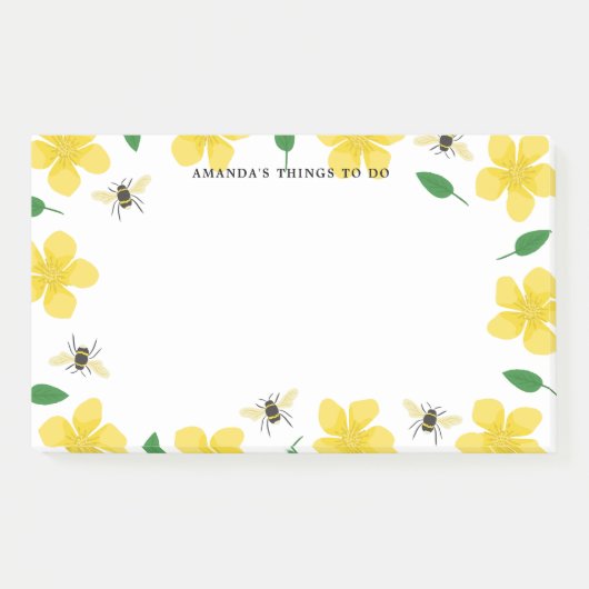 Buttercups & Bees - Aangepaste naam Post-it® Notes (Voorkant)