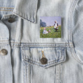 Buttercups en Daisies Vierkante Button 5,1 Cm (In situ)