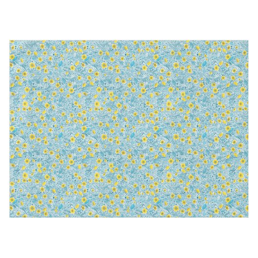 Buttercups, geel, blauw en wit tafelkleed (Voorkant (Horizontaal))