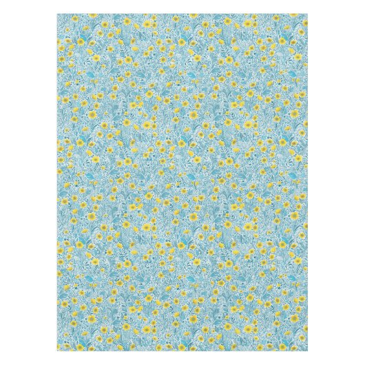 Buttercups, geel, blauw en wit tafelkleed (Voorkant)