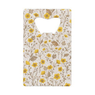 Buttercups, geel en bruin kredietkaart flessenopener