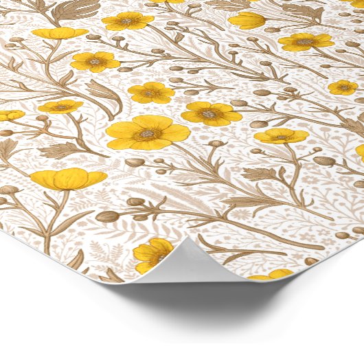 Buttercups, geel en bruin poster (Hoek)