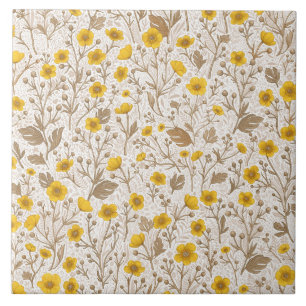Buttercups, geel en bruin tegeltje
