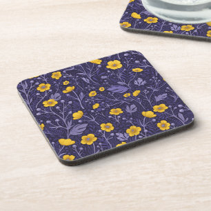 Buttercups, geel en violet bier onderzetter