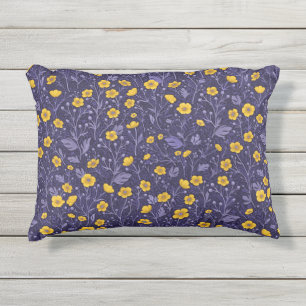 Buttercups, geel en violet buitenkussen
