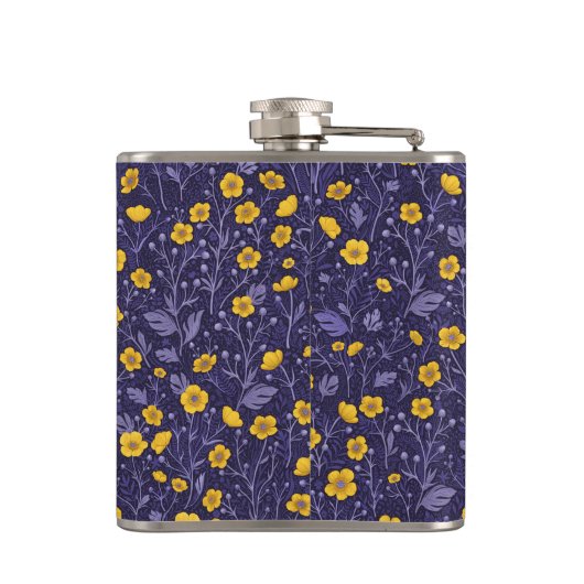 Buttercups, geel en violet heupfles (Achterkant)