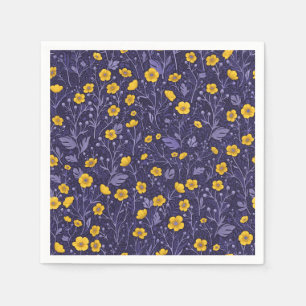 Buttercups, geel en violet servet