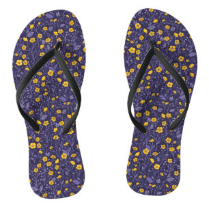 Buttercups, geel en violet teenslippers