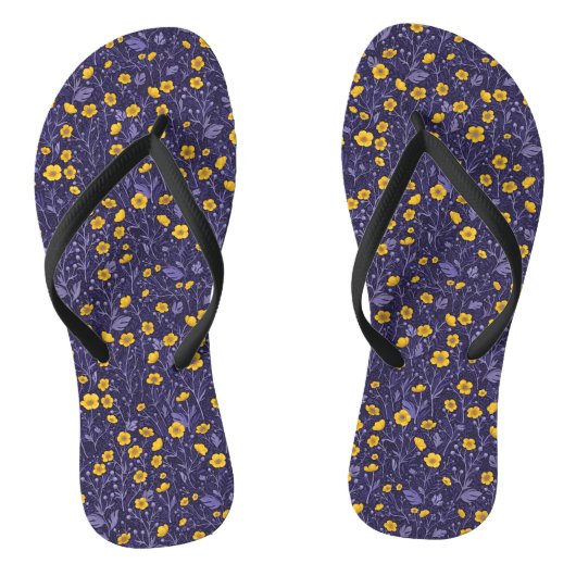 Buttercups, geel en violet teenslippers (Voetbed)
