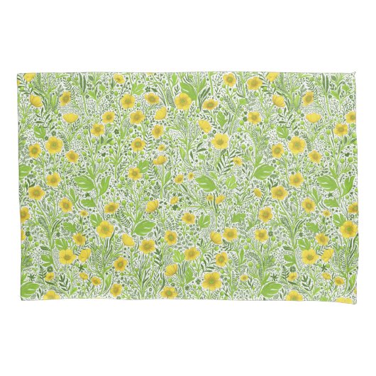 Buttercups op wit kussensloop (Voorkant-Links)