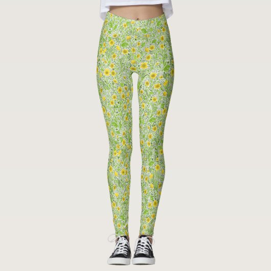 Buttercups op wit leggings (Voorkant)