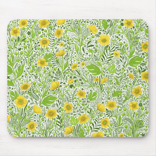 Buttercups op wit muismat (Voorkant)