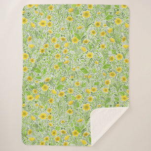 Buttercups op wit sherpa deken