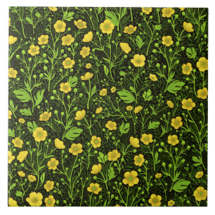 Buttercups op zwart tegeltje