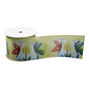 ButterfCustom 3 in breed satijnen lint, 2 yard spo Lint