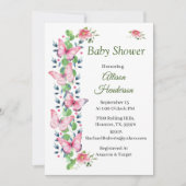 Butterfies Roses Et Invitation Baby shower Ivy (Devant)