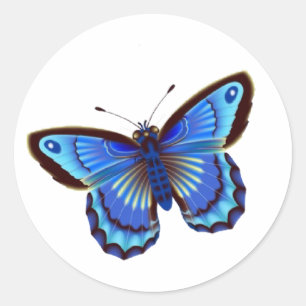 Butterfiy blauw ronde sticker