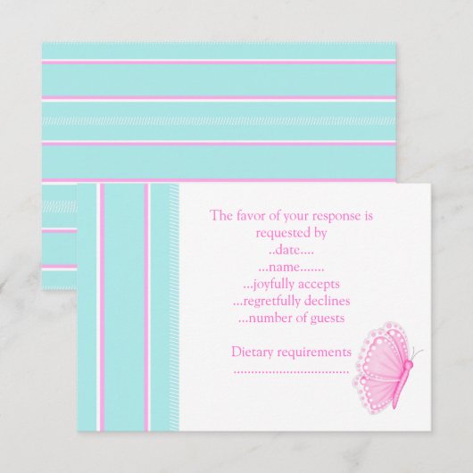 BUTTERFLES FLUTTER RSVP KAARTJE (Voorkant / Achterkant)