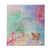 BUTTERFLES IN BLUE GREEN SPARKLES NOTITIEBLOK (Voorkant)