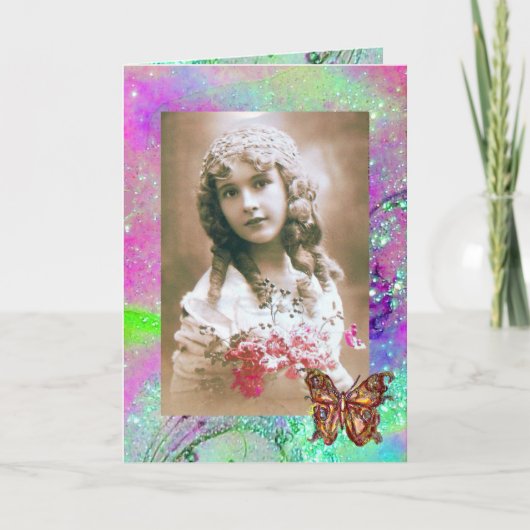 BUTTERFLES IN GOLD SPARKLES Fotosjabloon Kaart (Voorkant)