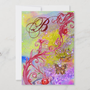 BUTTERFLES IN PAARSE SPARKLE 2 Weddenschap Kaart