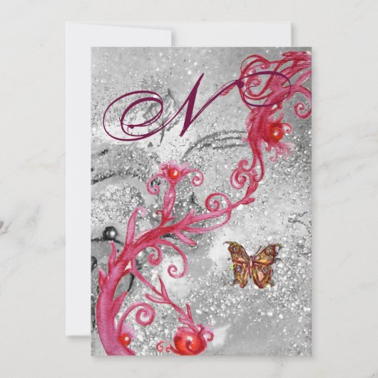BUTTERFLES IN SPARKLES 2 Elegant bruiloft Monogram Kaart (Voorkant)