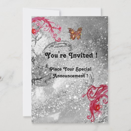 BUTTERFLES IN SPARKLES 2 Elegant bruiloft Monogram Kaart (Achterkant)