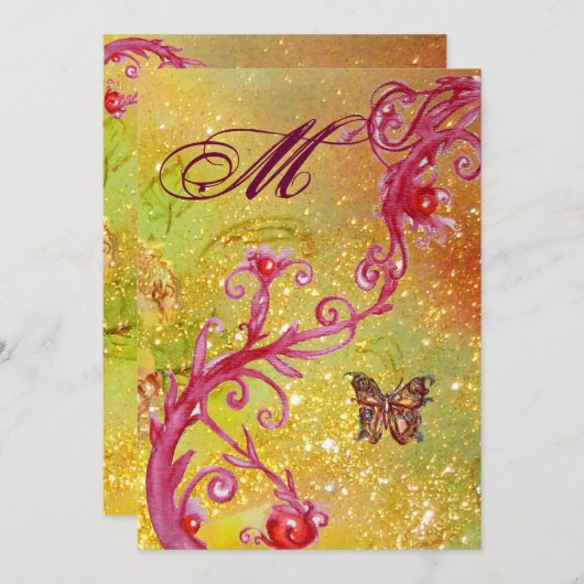 BUTTERFLES IN SPARKLES 2 Elegant bruiloft Monogram Kaart (Voorkant / Achterkant)