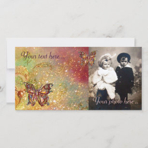 BUTTERFLES IN SPARKLES, geel, rood bruin