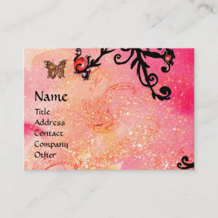 BUTTERFLES IN SPARKLES, PINK, ZWARTE ZWEEFSELMONOG VISITEKAARTJE