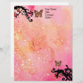 BUTTERFLES IN SPARKLES, Roze zwarte cirkels Briefhoofd Sjabloon (Voorkant / Achterkant)