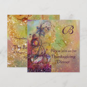 BUTTERFLES PLANT MONOGRAM Thanksgiving Dinner Pear Kaart (Voorkant / Achterkant)