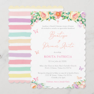 Butterflies 1st Birthday Baptism for Girl, Spaans Kaart